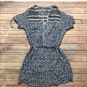 Faithfull the Brand Blue Tie Waist Dress Large